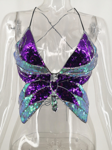 Hot Sale Summer Club Sexy Butterfly Shape <strong>Sequin</strong> Women's Bra Cropped <strong>Top</strong> <strong>Party</strong> Short <strong>Sequin</strong> Bra Tank Tube <strong>Tops</strong> - Product Image 3