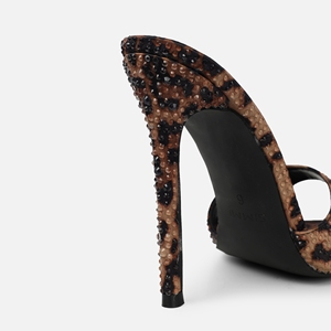 LEOPARD PRINT SATIN <strong>DIAMANTE</strong> MULES Sandal Shoes 2024 Unique Style Leopard Printing Pump Sandals <strong>Slipper</strong> - Product Image 3