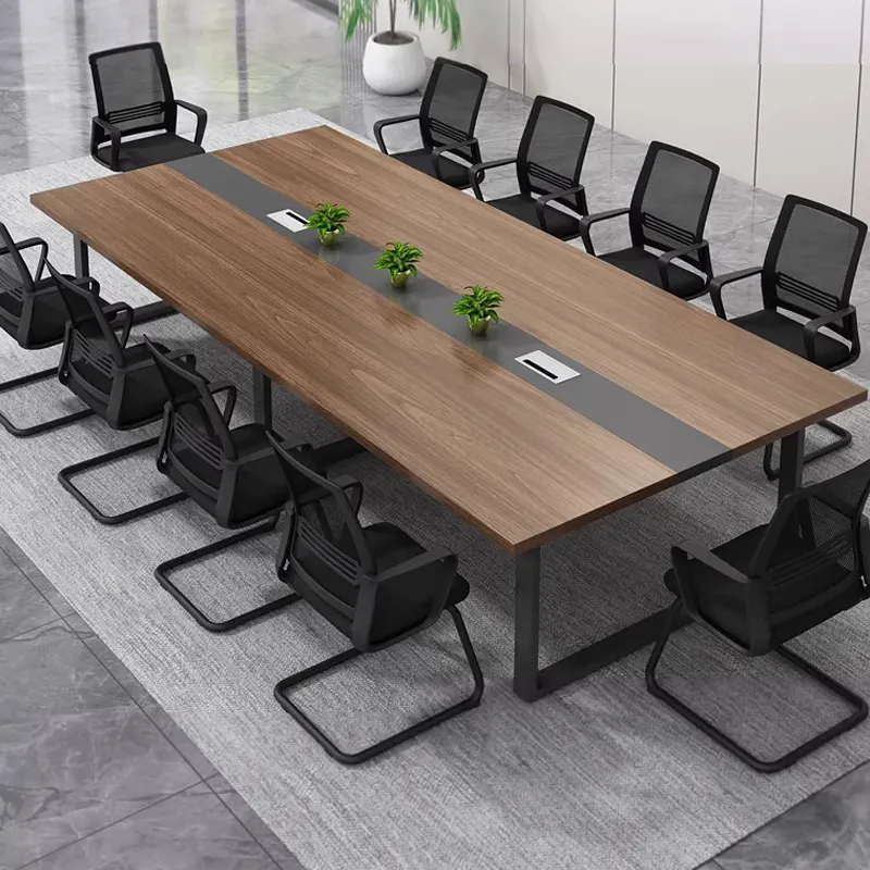 4m 5m 10 Person Wooden Meeting Desk Office Boardroom Conference Table