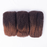 Vente en gros 100% cheveux humains tressés non traités Ombre couleur Afro Kinky Bulk cheveux humains pour cheveux Twist Dreadlocs