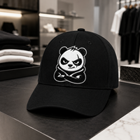 Gorra de Béisbol Minimalista con Bordado de Cresta de Panda, de Algodón Estructurado, Visera Curva, Ajustable con Cierre a Presión, para Moda Urbana y Venta Minorista