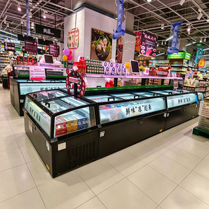 Congélateur horizontal commercial pour supermarché, vitrine de présentation de produits surgelés 334L, <span class=keywords><strong>gris</strong></span> foncé/noir, double usage pour glaces et fruits de mer - Product Image 1