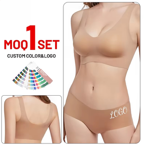 Ice <b>Silk</b> Bra And Panty Sets Wire Free Push Up Seamless Lingerie Suit For Women Sleepwear <b>Underwear</b> Set - Product Image 5