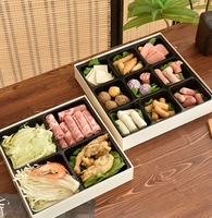 Boîte alimentaire jetable personnalisée en bois fantaisie pour salades, snacks et sucre à emporter, en papier alimentaire sûr