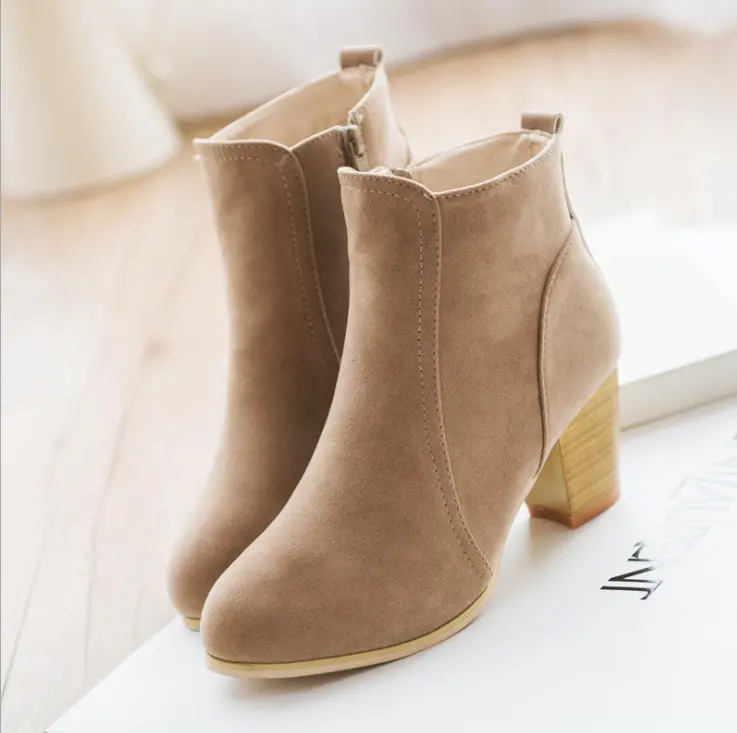 cy20077a 2019 cheap suede boots for women winter short retro ankle boots shoes
