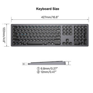 Claviers Bluetooth fins ABS pleine taille avec batterie intégrée et rétroéclairage - Product Image 3