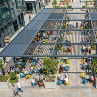 Pergola en aluminium résistante aux ouragans, imperméable, avec éclairage LED intégré, écologique, pour restaurant extérieur, balcon