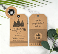 Étiquette en papier kraft brun avec logo de marque personnalisé en usine, impression UV, découpe pour vêtements et artisanat