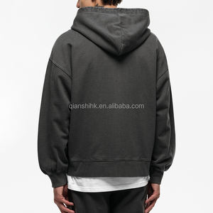 Plain Hoodies in <b>Bulk</b> Zipper Cropped Hoodie Men Custom Design Thick Fleece Cotton Oversized Heavyweight Zip up Hoodie - Product Image 3