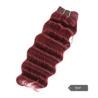 Extension de cheveux humains Remy brésiliens Deep Wave, double trame, 100g, Nature Deal, 1 pièce, couleur Bourgogne
