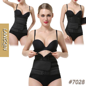 LANGQIN 7028 Ceinture de compression double en jersey de latex écologique, gaine amincissante à maintien ferme avec baleines en acier, réducteur de ventre en Spandex - Product Image 1