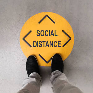 Calcomanías de piso de mármol de distanciamiento <span class=keywords><strong>social</strong></span> de PVC, pegatina de señal de vinilo de seguridad para piso, pegatina antideslizante de distancia de 6 pies - Product Image 5