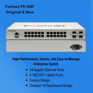 สวิตช์อีเธอร์เน็ต Gigabit 24 พอร์ต Fortinet FS-124F ของแท้ใหม่เอี่ยม พร้อมพอร์ตอัปลิงค์ 4 ช่องแบบ 10G SFP+ สวิตช์ LAN แบบจัดการได้ รุ่น FS-124F - Product Image 3