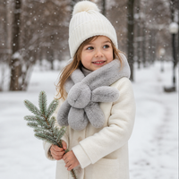 Écharpes d'hiver personnalisées en tricot chaud pour enfants, mignonnes, en peluche, lapin en fausse fourrure, longueur moyenne pour filles