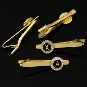 Boutons de manchette et pinces à cravate créatifs sertis de diamants ronds pour hommes, motif 26 lettres anglaises, idéaux pour les costumes <span class=keywords><strong>d</strong></span>'affaires - Product Image 3