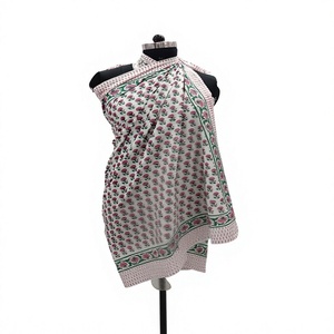Pareo de Playa 100% Algodón, Hecho a Mano con Estampado Indio, Floral, Ligero, para Cubrir el Traje de Baño, Estilo Resort - Product Image 1