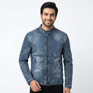 Chaquetas de mezclilla sólidas para hombre, chaqueta vaquera de algodón a la moda para hombre, abrigos de bombardero informales para hombre, ropa de calle, cortavientos - Product Image 1