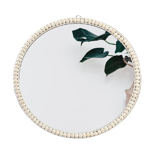 Miroir rond décoratif mural de 20 pouces, style bohème, avec perles, miroirs suspendus décoratifs pour la chambre d'enfant - Product Image 1