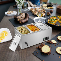 3-Pfannen Gewerblicher Speisenwärmer Elektrischer Tisch-Buffetwärmer Große Kapazität Edelstahl Bain-Marie Automatisch 1500W