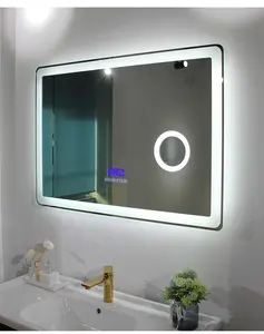 2023 מודרני חכם עם LED זוהר איפור אמבטיה מראה עם זכוכית מגדלת באיכות גבוהה רב תפקודי LED מראה