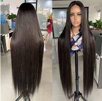 Perruque complète en cheveux humains de 40 pouces, bouclée afro crépue, pré-épilée, avec dentelle transparente HD 13x6