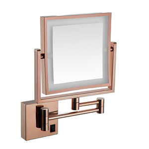Modern Hotel Makeup Bathroom <b>Mirror</b> <b>Wall</b> Mounted Square Folding Shaving Illuminated <b>LED</b> Lighted - Product Image 1