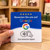 Carta Acrilica Personalizzata per Recensioni Google in Tedesco con Codice NFC QR, Etichetta in Plastica per Valutazione Esperienza Aziendale, Feedback a 5 Stelle