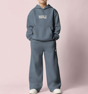 בגדי ספורט בהתאמה אישית סיטונאיים, סווטשירט ומכנסי ריצה לילדות, סטים חלקים של בגדי ילדות - Product Image 1