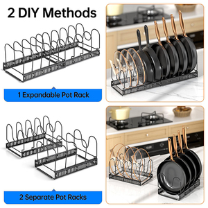 Wideny Organisateur de <span class=keywords><strong>casseroles</strong></span> et poêles en métal Organisateur d'armoires de <span class=keywords><strong>cuisine</strong></span> extensible et durable Support de rangement pour <span class=keywords><strong>casseroles</strong></span> et poêles - Product Image 5