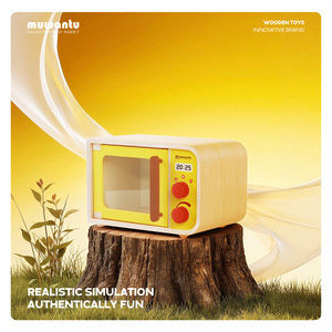 Ensemble de cuisine en bois MUWANTU, four à micro-ondes, machine à pain, cafetière, mixeur, cuiseur à riz, jouet éducatif de simulation Montessori - Product Image 2