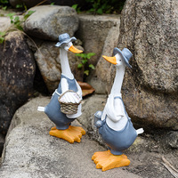 Statues de canards en résine de style campagnard américain, colorées et originales, à prix d'usine, ornement animal, alimentées à l'énergie solaire, étanches, pour jardin extérieur