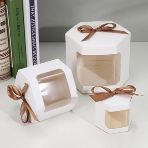 Cajas de Cartón Hexagonales para Impresión, Cajas de Embalaje para Repostería con Ventana, Plegables, para Regalos, Dulces y Golosinas - Product Image 2
