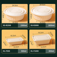 Boîtes jetables écologiques en amidon de maïs de 500 ml et 1000 ml avec couvercle micro-ondable pour repas rapides, gâteaux, sushis, plats à emporter, avec logo personnalisé