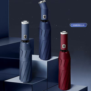 Parapluie personnel en gros avec lampe torche LED, parapluie automatique à 3 plis, parapluie moderne avec logo personnalisé pour les voyages nocturnes - Product Image 2