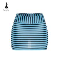 Ensemble deux pièces d'été pour femme, nouveau, imprimé rayé, hauts froncés à lacets et mini-jupe, vente en gros