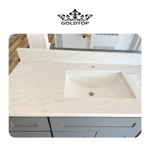 GOLDTOP Tops de vanité en quartz Mont <span class=keywords><strong>Blanc</strong></span> de haute qualité Dalles Design moderne OEM/ODM Zéro silicone Prix de gros Australie - Product Image 2