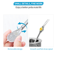 Série d'art célèbre personnalisée et sur mesure, Bombilla en acier inoxydable 304 à embout lisse pour boire le Yerba Maté avec cuillère