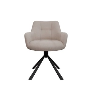 Juego de 2 sillas giratorias de comida Silla de comedor giratoria blanca con patas de metal negro Respaldo cómodo para estudio y oficina - Product Image 2
