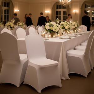 Fundas blancas elásticas de spandex para sillas, 30 unidades, fundas protectoras lavables para sillas de hotel, banquetes y fiestas de boda - Product Image 2