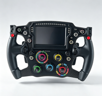 Volante de Carreras Simuladas con Textura de Carbono PVC, Ajuste con un Clic, Pantalla LCD, Múltiples Perillas, Ajuste Rápido de Parámetros para Carreras Virtuales en PC