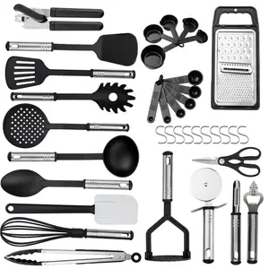 Kitchen Utensil Set Silicone Cooking Utensils Gadgets Spoons For Nonstick Cookware Stainless Steel Spatula Set