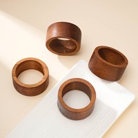 Anneaux de serviette en bois d'acacia ronds BST, porte-serviettes minimalistes en bois pour dîner, décoration de table à la maison et à l'hôtel