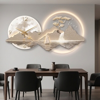 Peinture murale moderne en acrylique et porcelaine avec horloge murale silencieuse, art mural contemporain à LED, décoration pour hôtel et maison