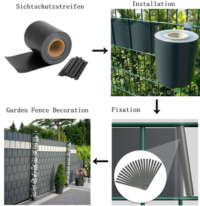 Bande de protection de clôture en PVC gris foncé résistant aux UV, 450 g/m², 19 cm * 35 m avec 20 clips, pour la protection des clôtures de jardin - Product Image 5