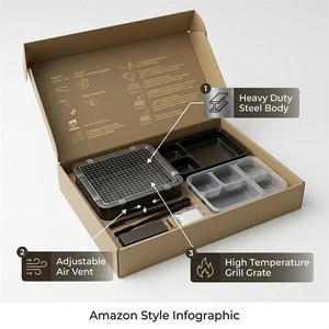 Caja <span class=keywords><strong>Bento</strong></span> Ecológica para Barbacoa, con Logotipo Personalizado, de Papel Kraft, para Asar, Caja Desechable para Comida, Catering, Almuerzo, para Exteriores - Product Image 2