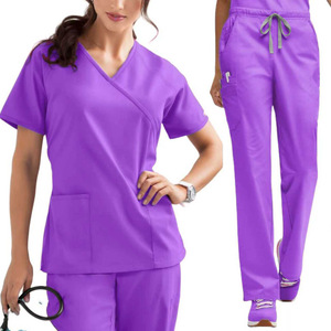 Women Scrub Set Moisture Wicking Split Design Hospital Uniforms Pink Size S XXL - Product Image 5