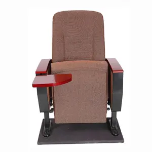 Factory Wholesale Metal Frame Auditorium Chair Folding Cinema Seat with Wooden Tablet Fabric Seat for Lecture Theater Hall Use