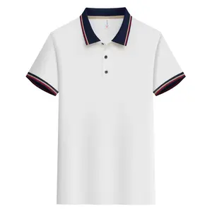 Camiseta polo de grandes dimensões de malha personalizada para homens, camisa polo de algodão uniforme bordada com logotipo