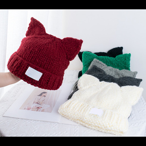 2025 Otoño Invierno cálido Gorro con orejas de gato acrílico gorro informal Unisex de alta calidad con bordado 3D diseño de logotipo personalizado - Product Image 2