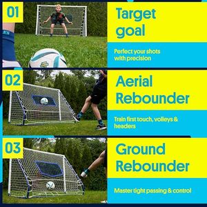 Mini-<span class=keywords><strong>but</strong></span> <span class=keywords><strong>de</strong></span> football portable en métal blanc avec <span class=keywords><strong>filet</strong></span> <span class=keywords><strong>de</strong></span> rebond pliable pour l'entraînement en intérieur des adolescents et la pratique solo - Product Image 5